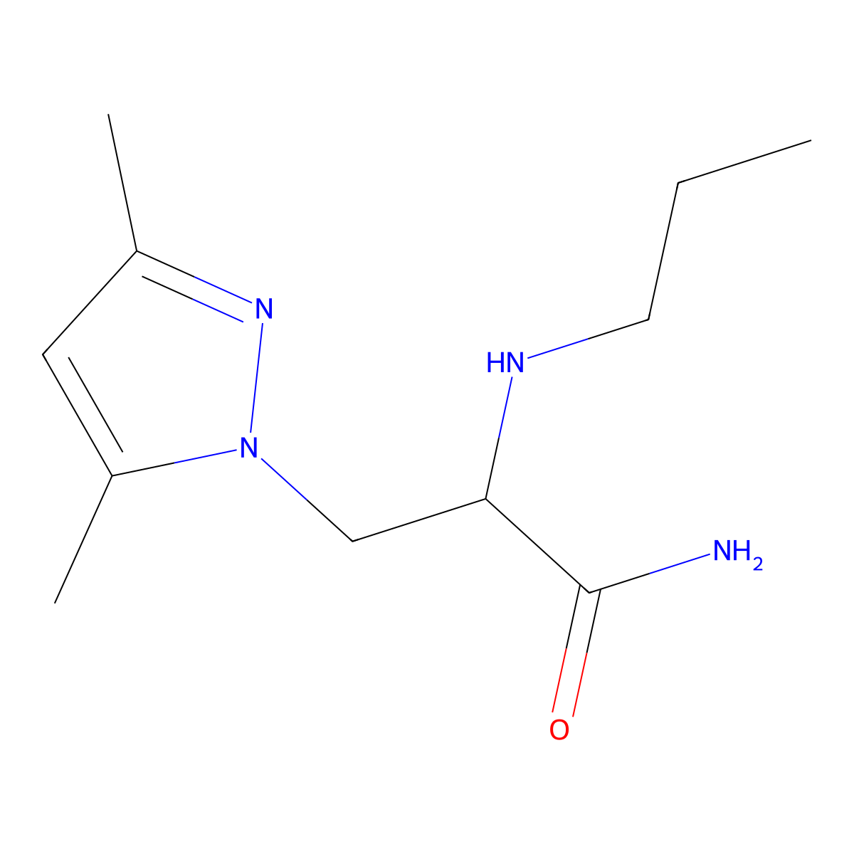 3-(3,5-Dimethyl-1h-pyrazol-1-yl)-2-(propylamino)propanamide molecular structure, CAS 1250650-16-8