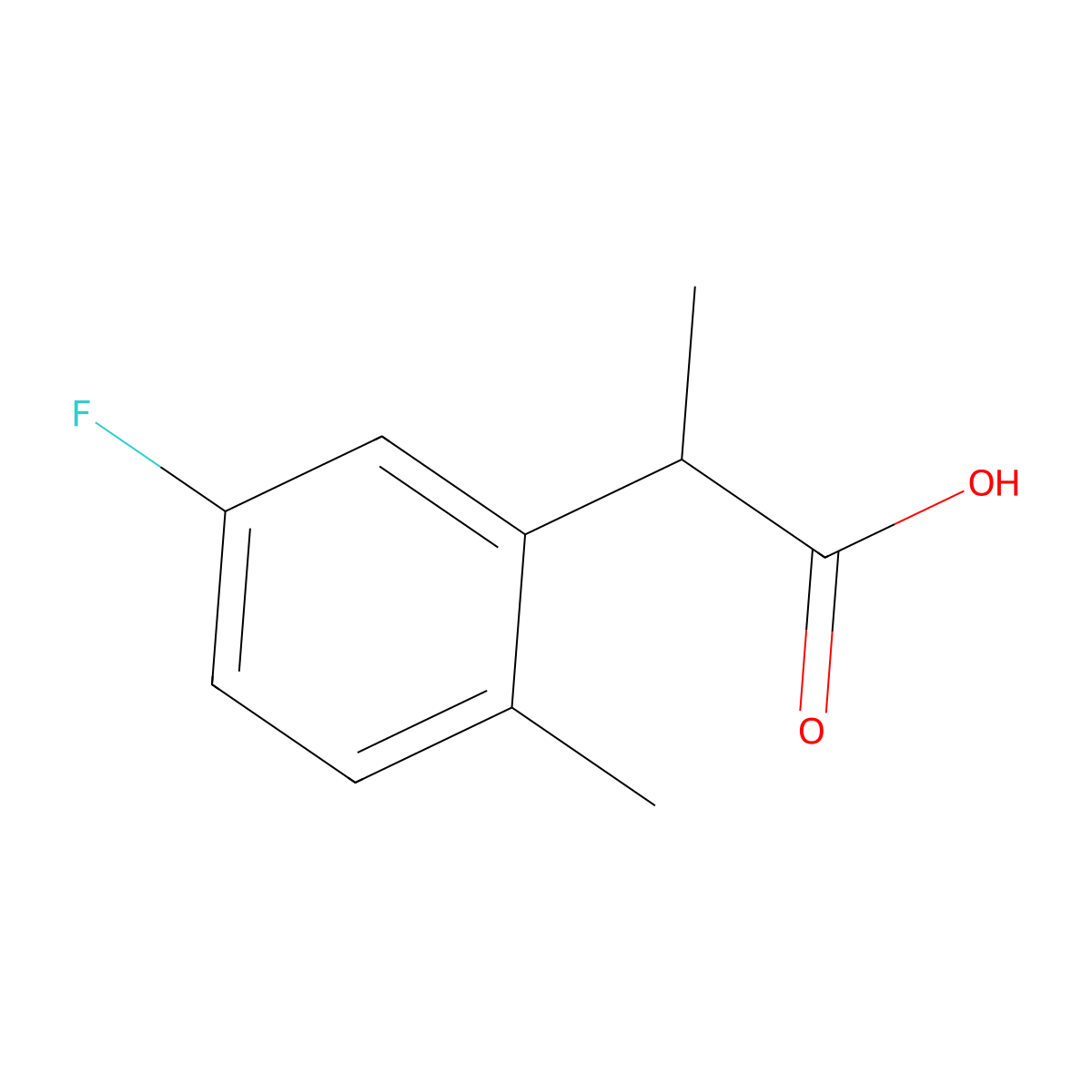 2-(5-Fluoro-2-methylphenyl)propanoic acid molecular structure, CAS 1250651-80-9