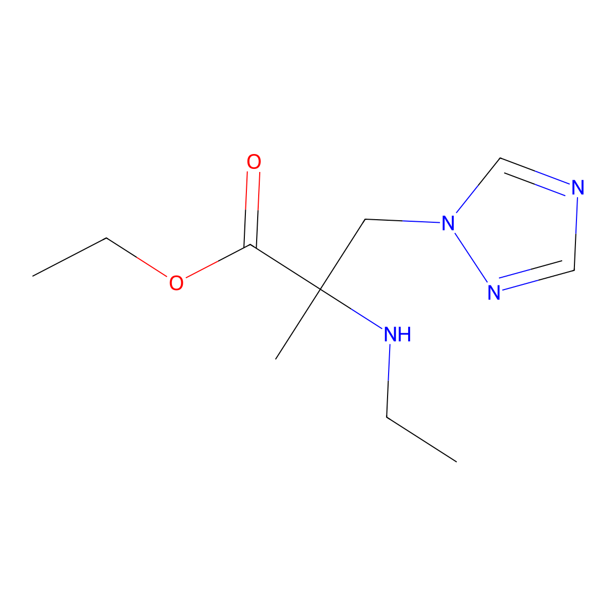 Ethyl 2-(ethylamino)-2-methyl-3-(1h-1,2,4-triazol-1-yl)propanoate molecular structure, CAS 1250652-91-5