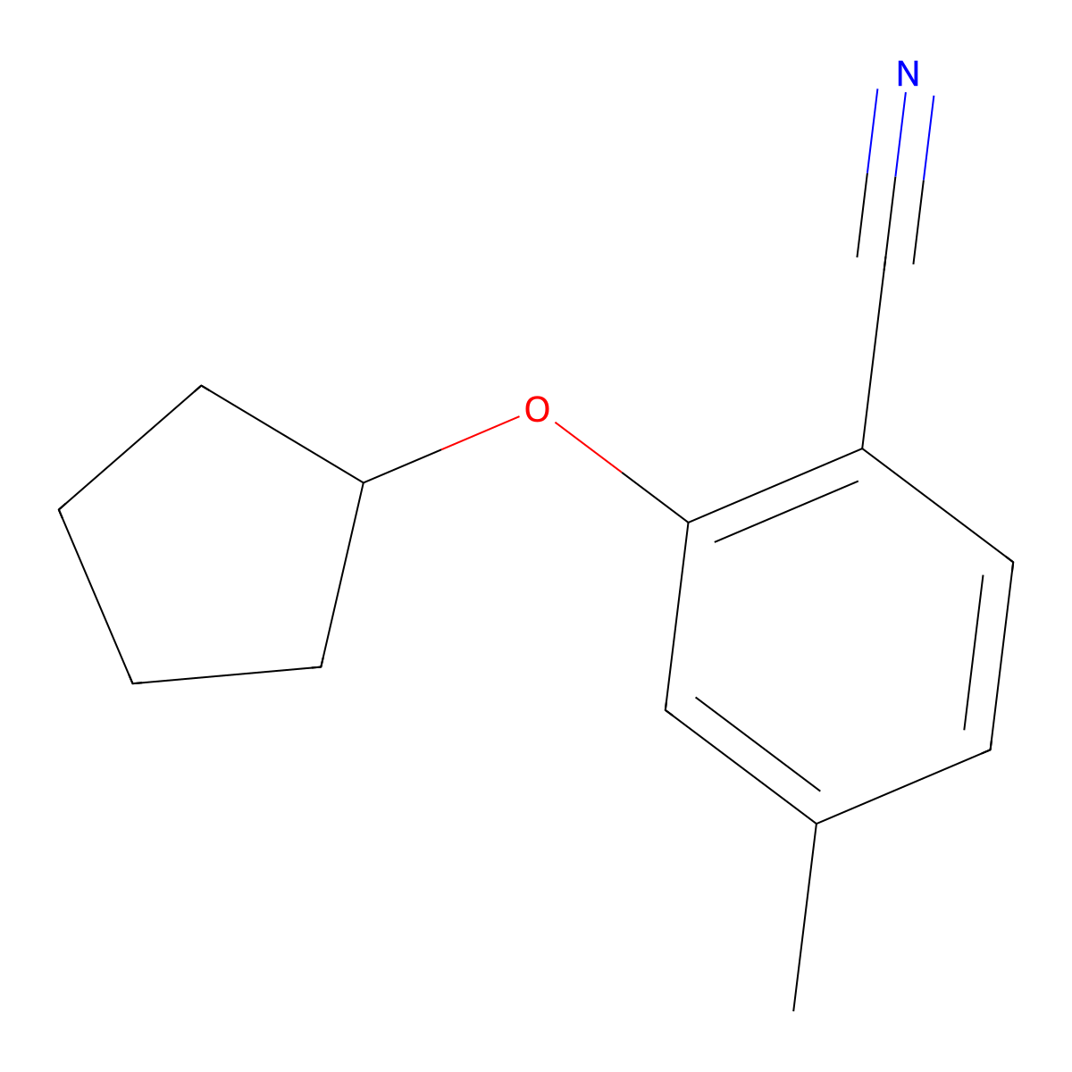 2-(Cyclopentyloxy)-4-methylbenzonitrile molecular structure, CAS 1250659-04-1