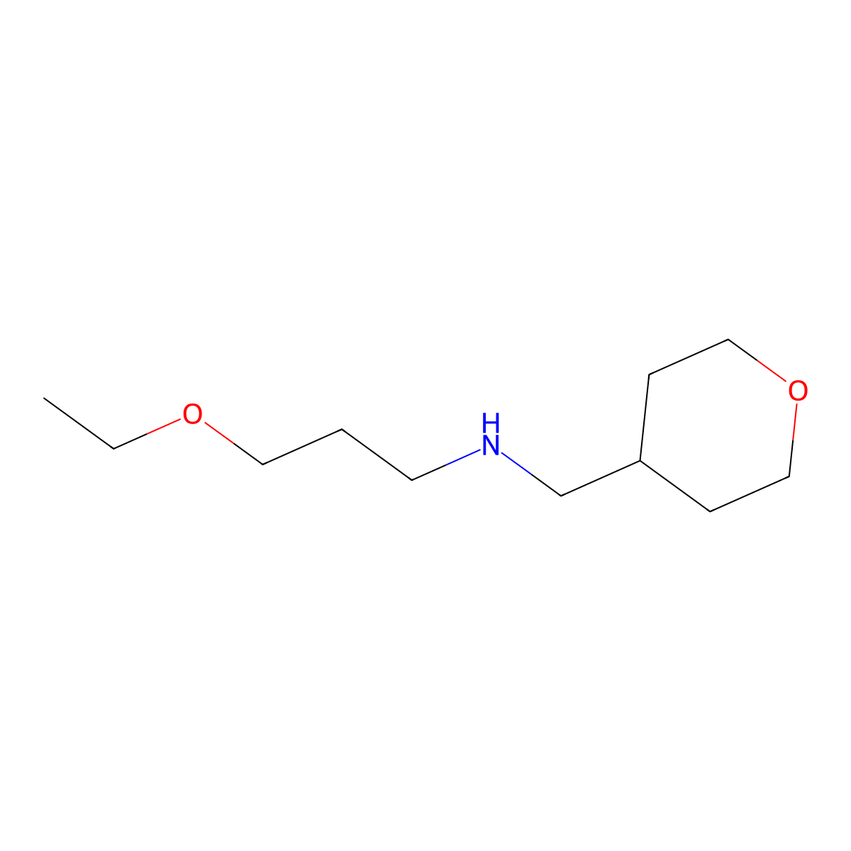 3-Ethoxy-N-((tetrahydro-2H-pyran-4-yl)methyl)propan-1-amine molecular structure, CAS 1250659-11-0