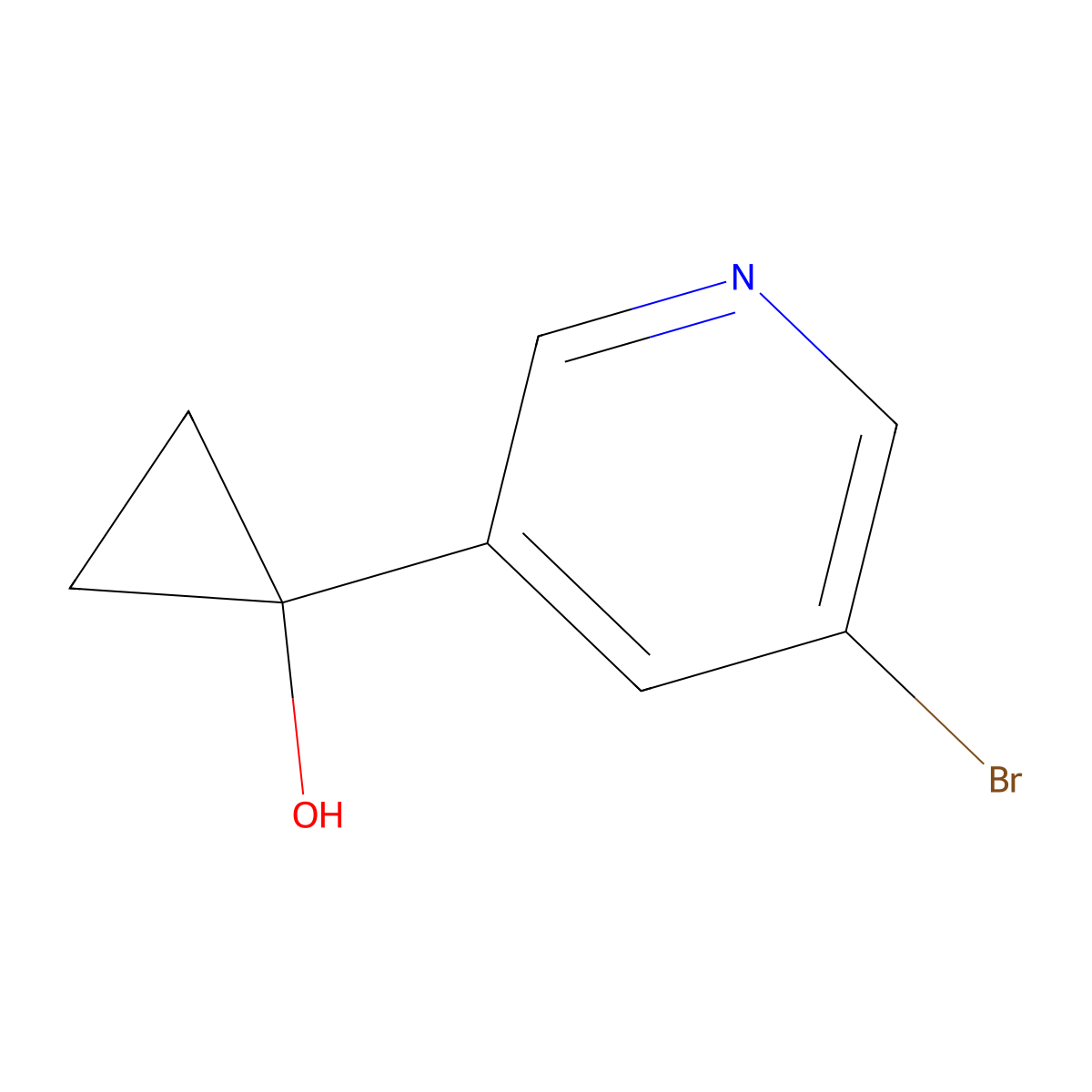 1-(5-Bromopyridin-3-yl)cyclopropan-1-ol molecular structure, CAS 1250659-62-1
