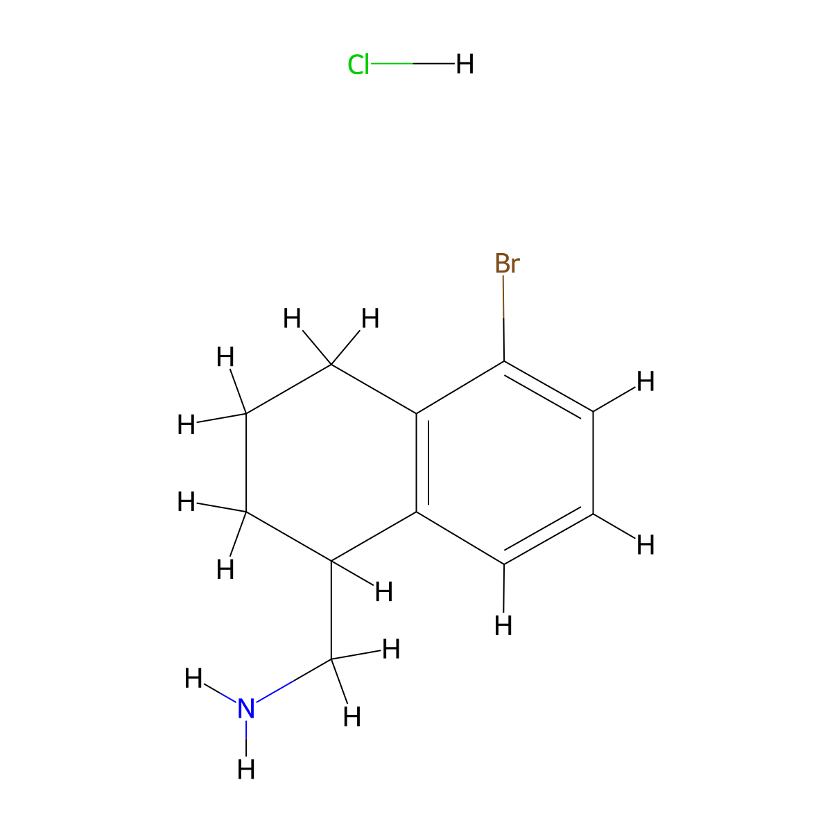 1-(5-Bromo-1,2,3,4-tetrahydronaphthalen-1-yl)methanamine hydrochloride molecular structure, CAS 125066-87-7