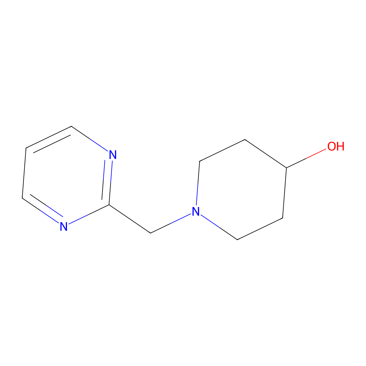 1-(Pyrimidin-2-ylmethyl)piperidin-4-ol molecular structure, CAS 1250662-74-8