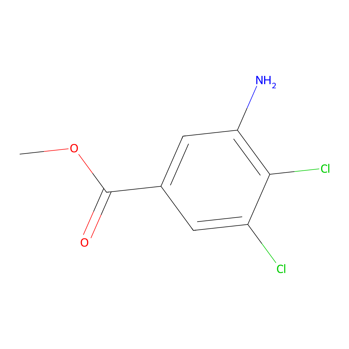 Methyl 3-amino-4,5-dichlorobenzoate molecular structure, CAS 1250663-38-7