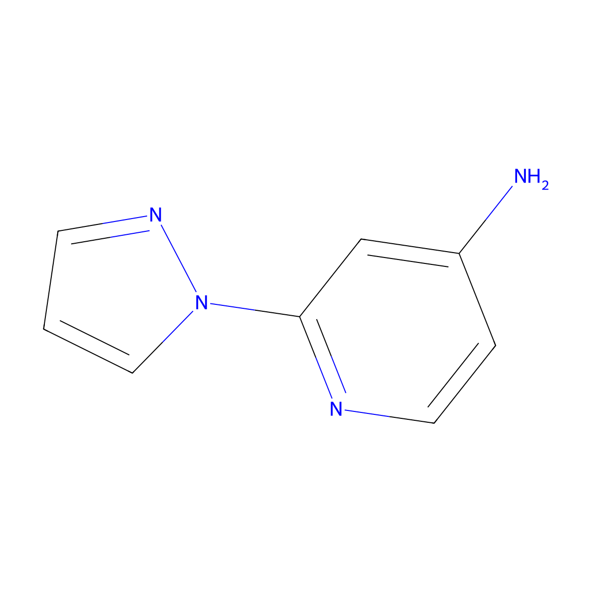 2-(1H-pyrazol-1-yl)pyridin-4-amine molecular structure, CAS 1250667-45-8