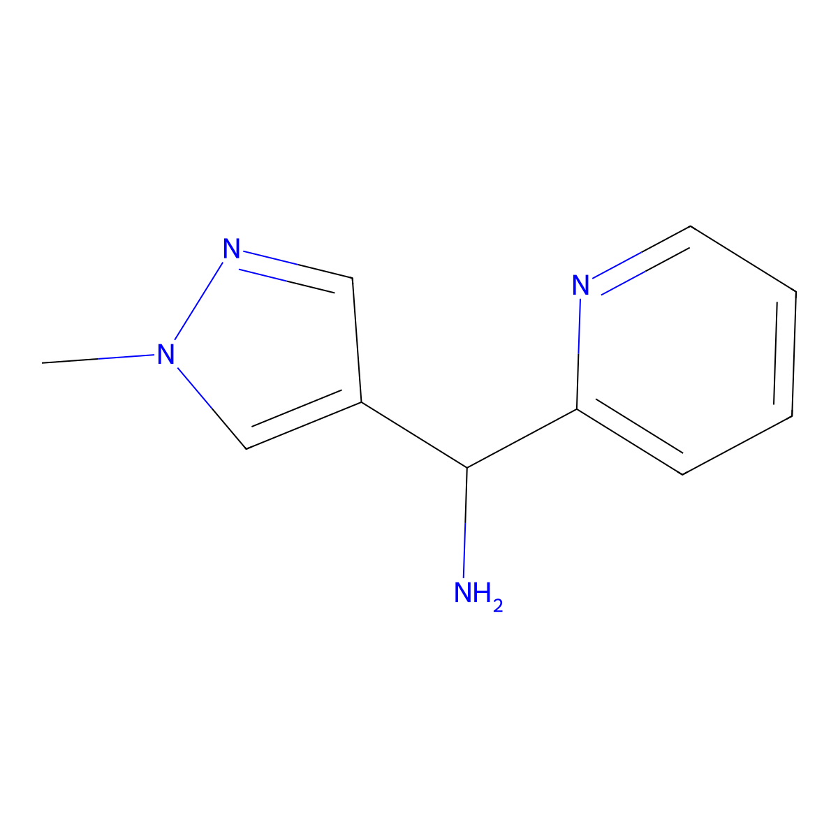 (1-methyl-1H-pyrazol-4-yl)(pyridin-2-yl)methanamine molecular structure, CAS 1250668-25-7