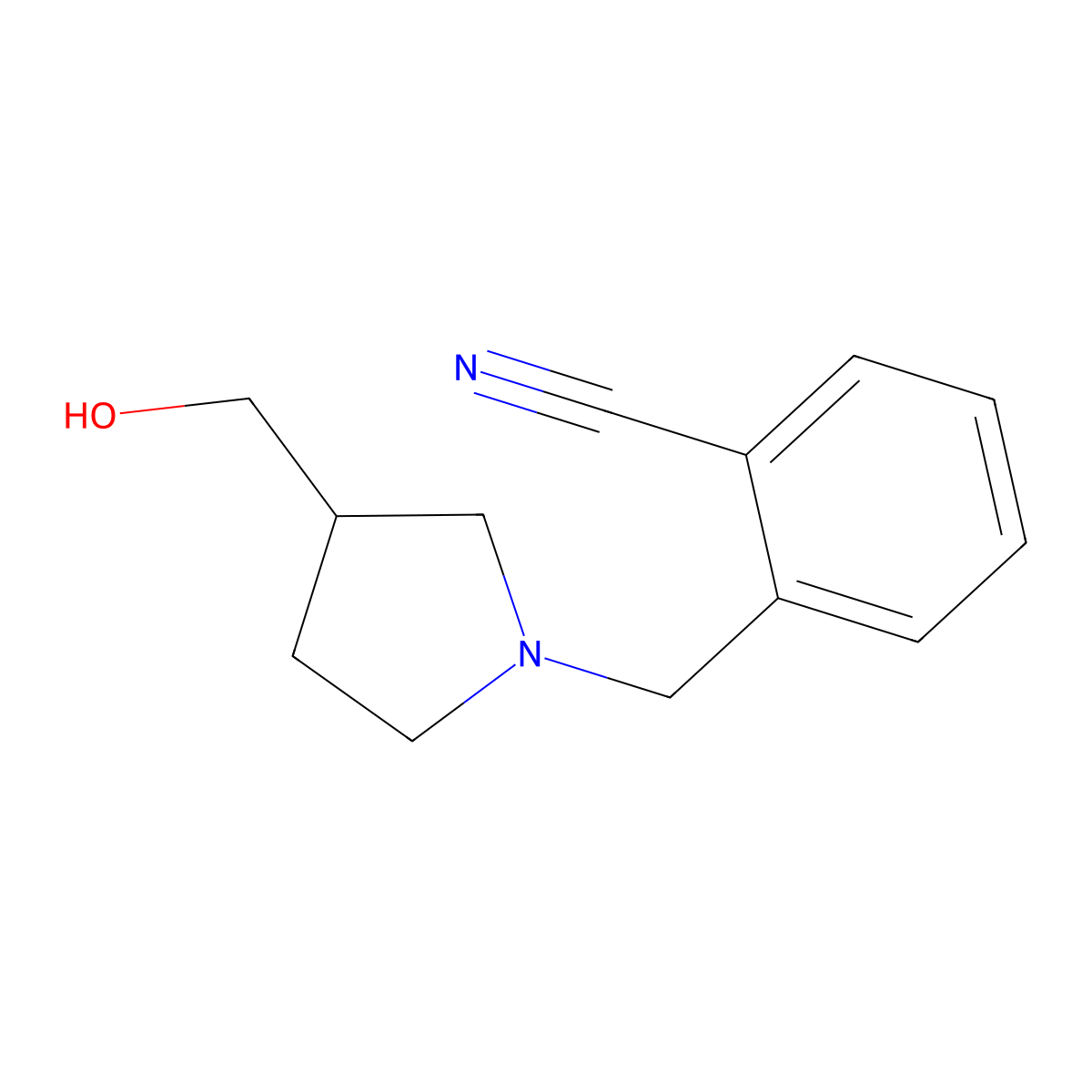 2-{[3-(Hydroxymethyl)pyrrolidin-1-yl]methyl}benzonitrile molecular structure, CAS 1250668-91-7