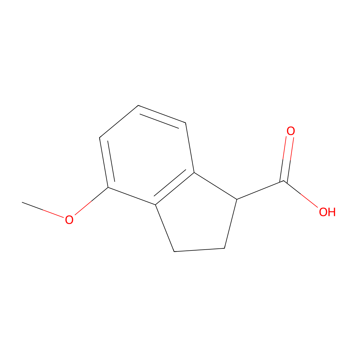 4-Methoxy-2,3-dihydro-1H-indene-1-carboxylic acid molecular structure, CAS 125067-71-2