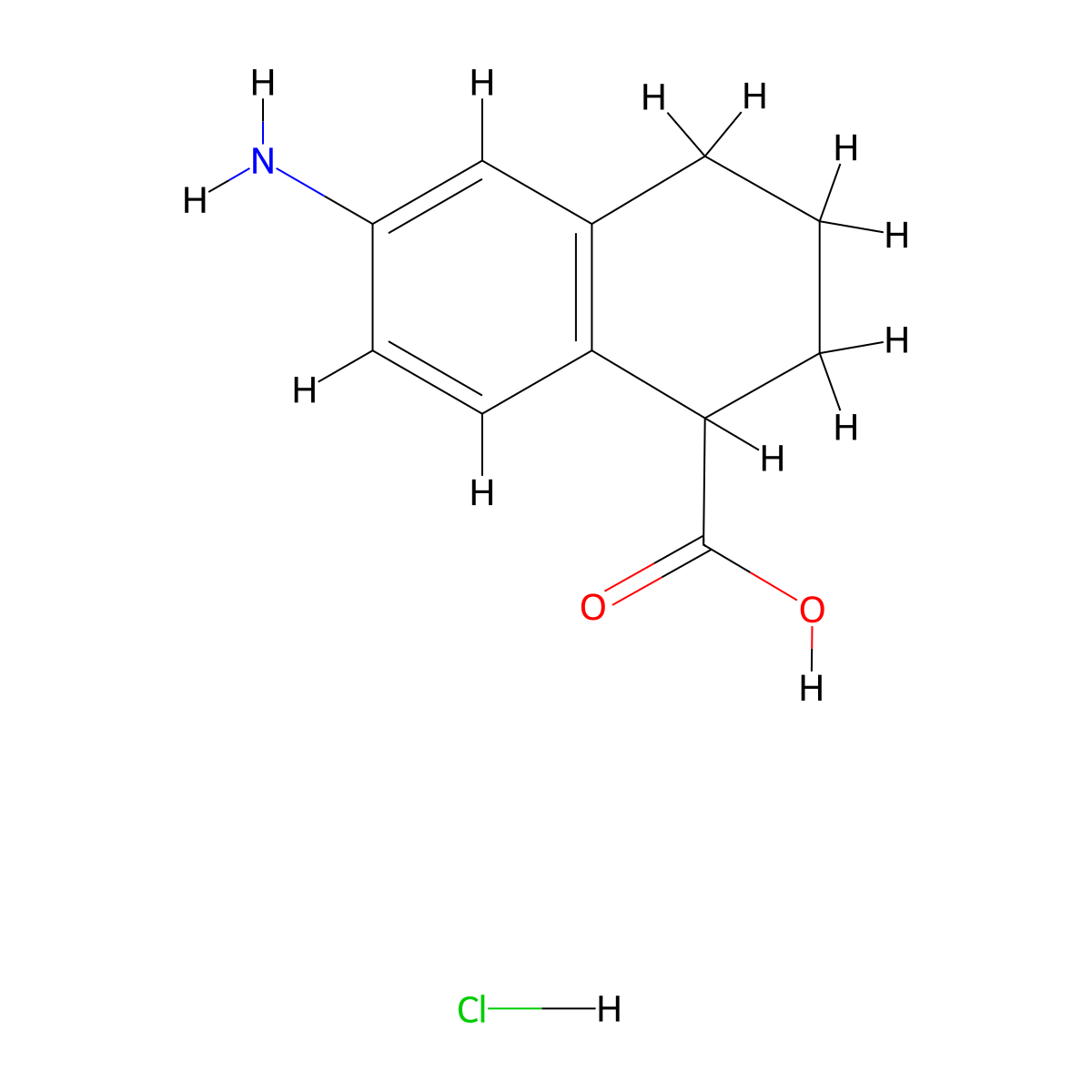 6-Amino-1,2,3,4-tetrahydronaphthalene-1-carboxylic acid hydrochloride molecular structure, CAS 125067-76-7