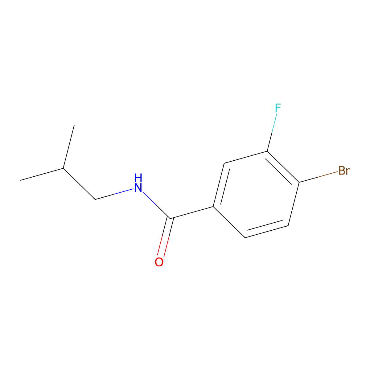 4-bromo-3-fluoro-N-(2-methylpropyl)benzamide molecular structure, CAS 1250671-65-8