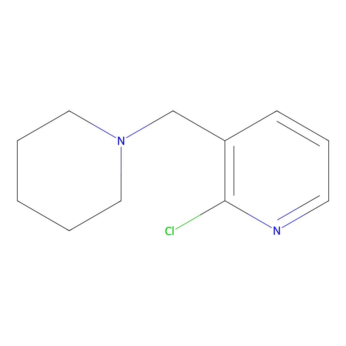 2-Chloro-3-(piperidin-1-ylmethyl)pyridine molecular structure, CAS 1250675-90-1