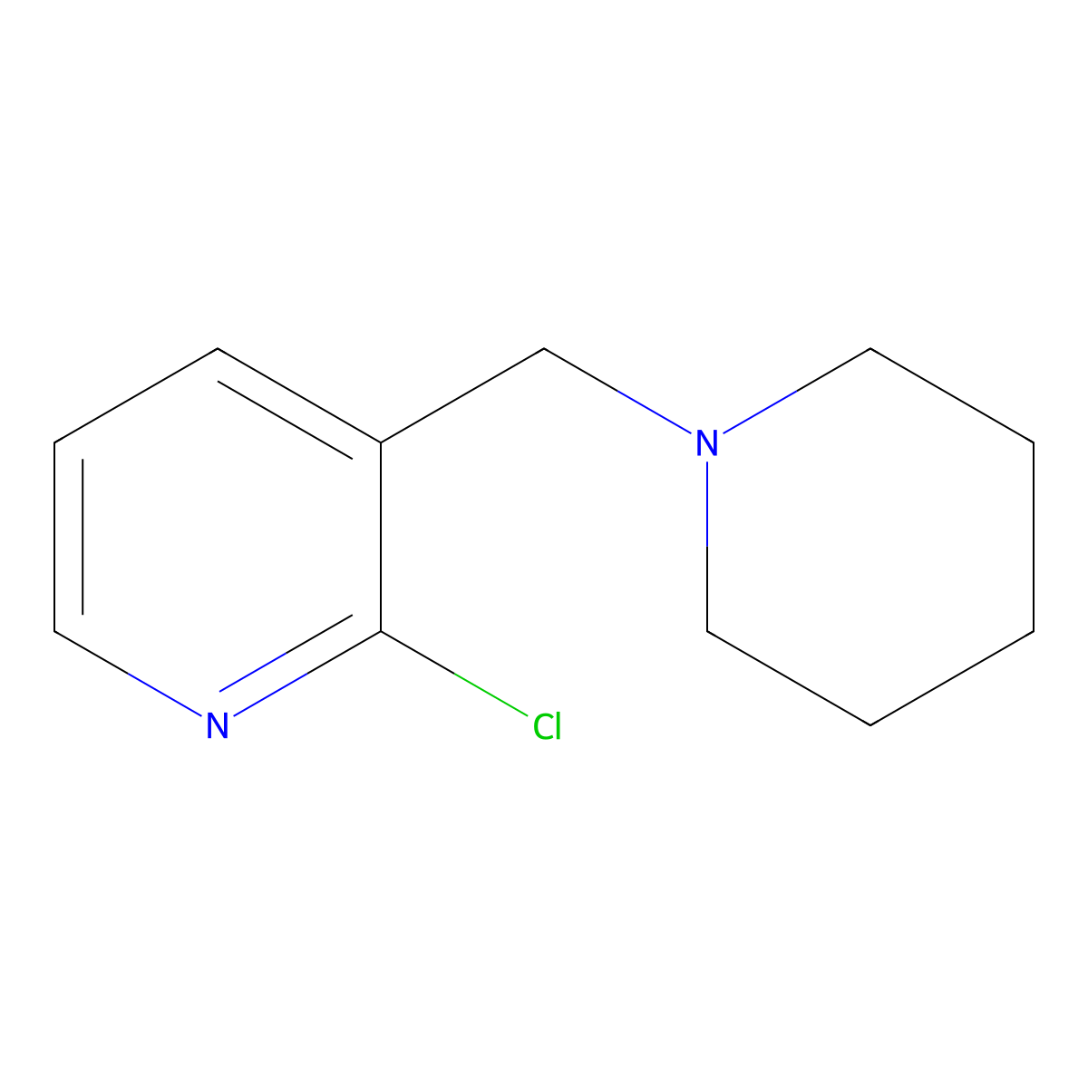 2-Chloro-3-(piperidin-1-ylmethyl)pyridine molecular structure, CAS 1250675-90-1