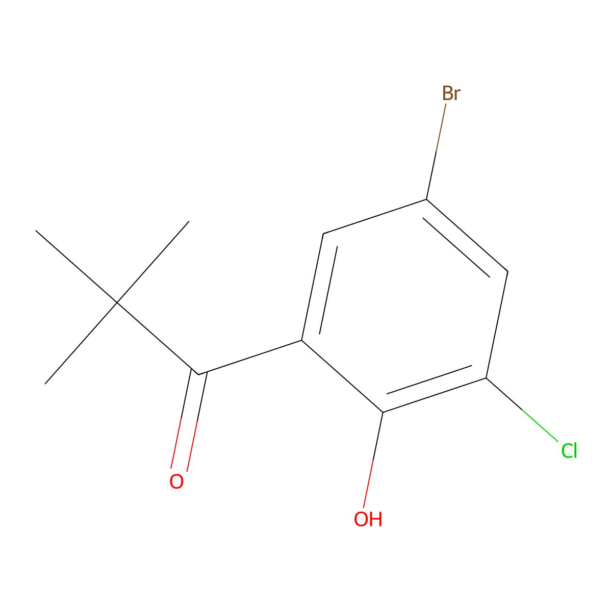 1-(5-Bromo-3-chloro-2-hydroxyphenyl)-2,2-dimethylpropan-1-one molecular structure, CAS 1250680-29-5