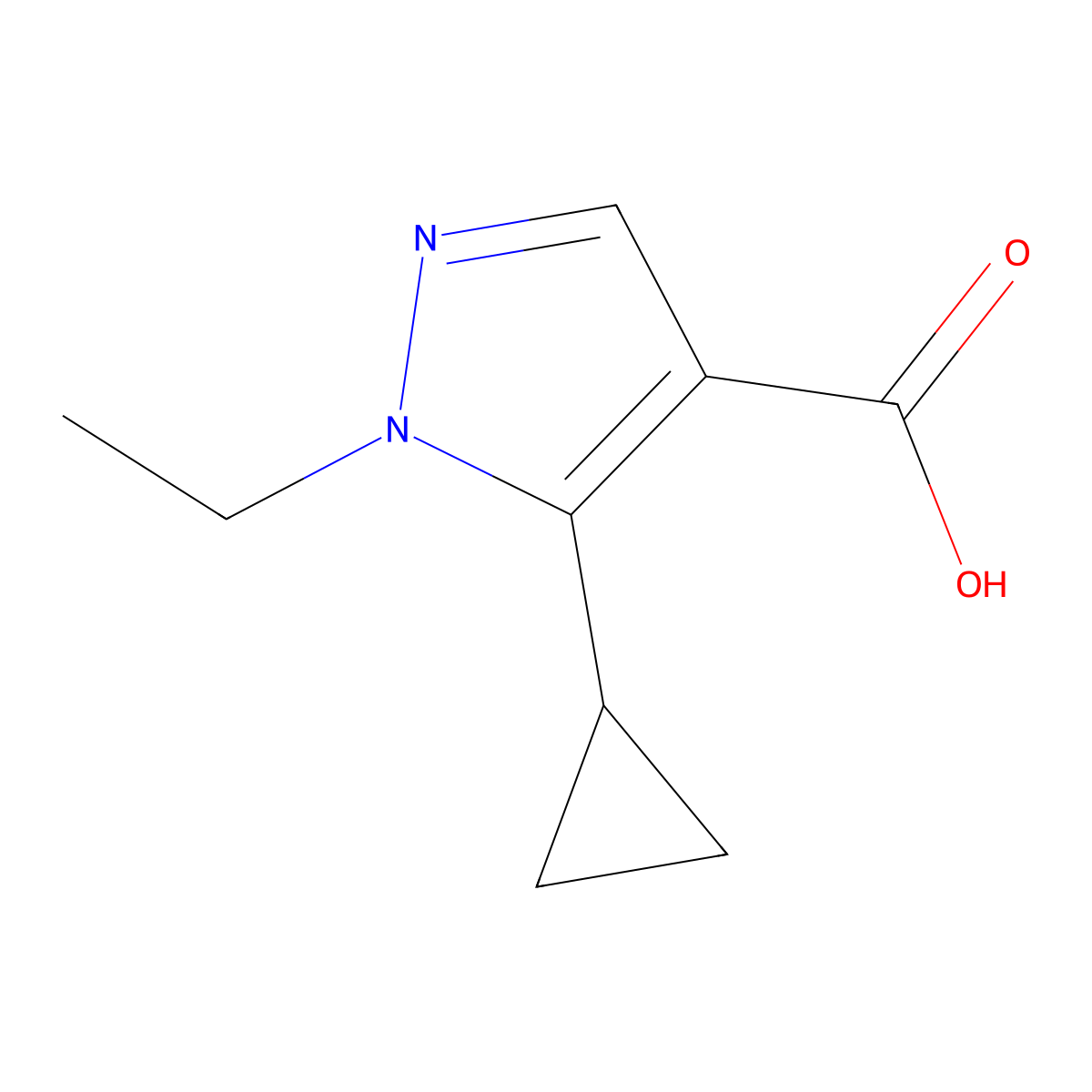 5-cyclopropyl-1-ethyl-1H-pyrazole-4-carboxylic acid molecular structure, CAS 1250680-31-9