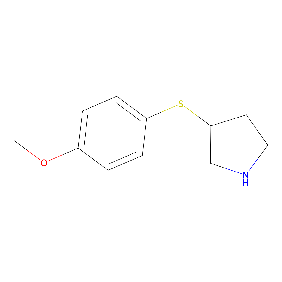 3-[(4-Methoxyphenyl)sulfanyl]pyrrolidine molecular structure, CAS 1250680-81-9
