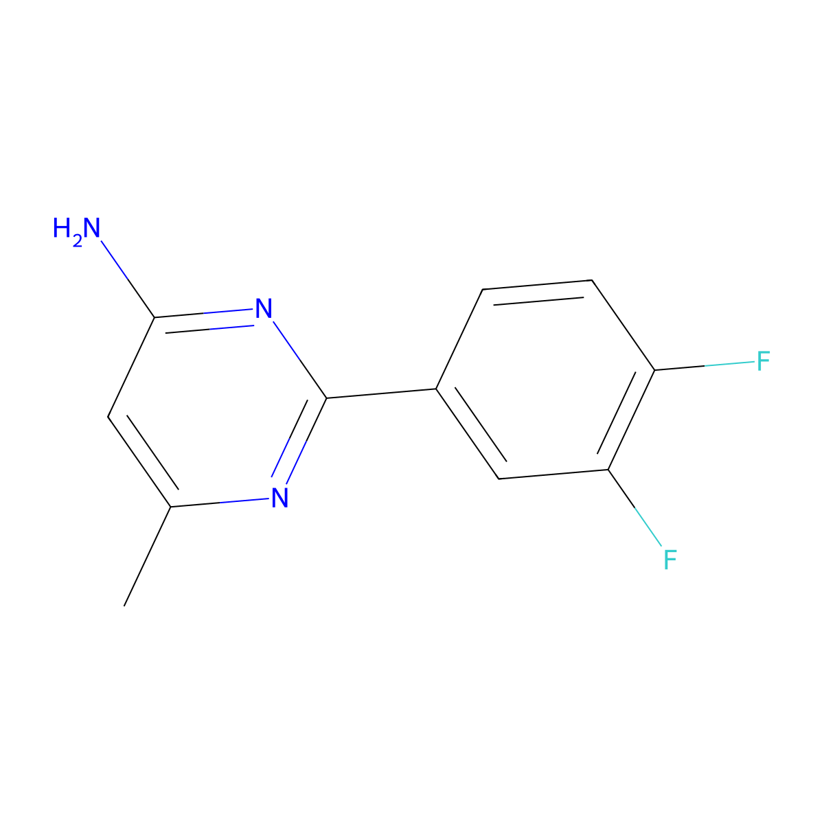 2-(3,4-Difluorophenyl)-6-methylpyrimidin-4-amine molecular structure, CAS 1250681-14-1