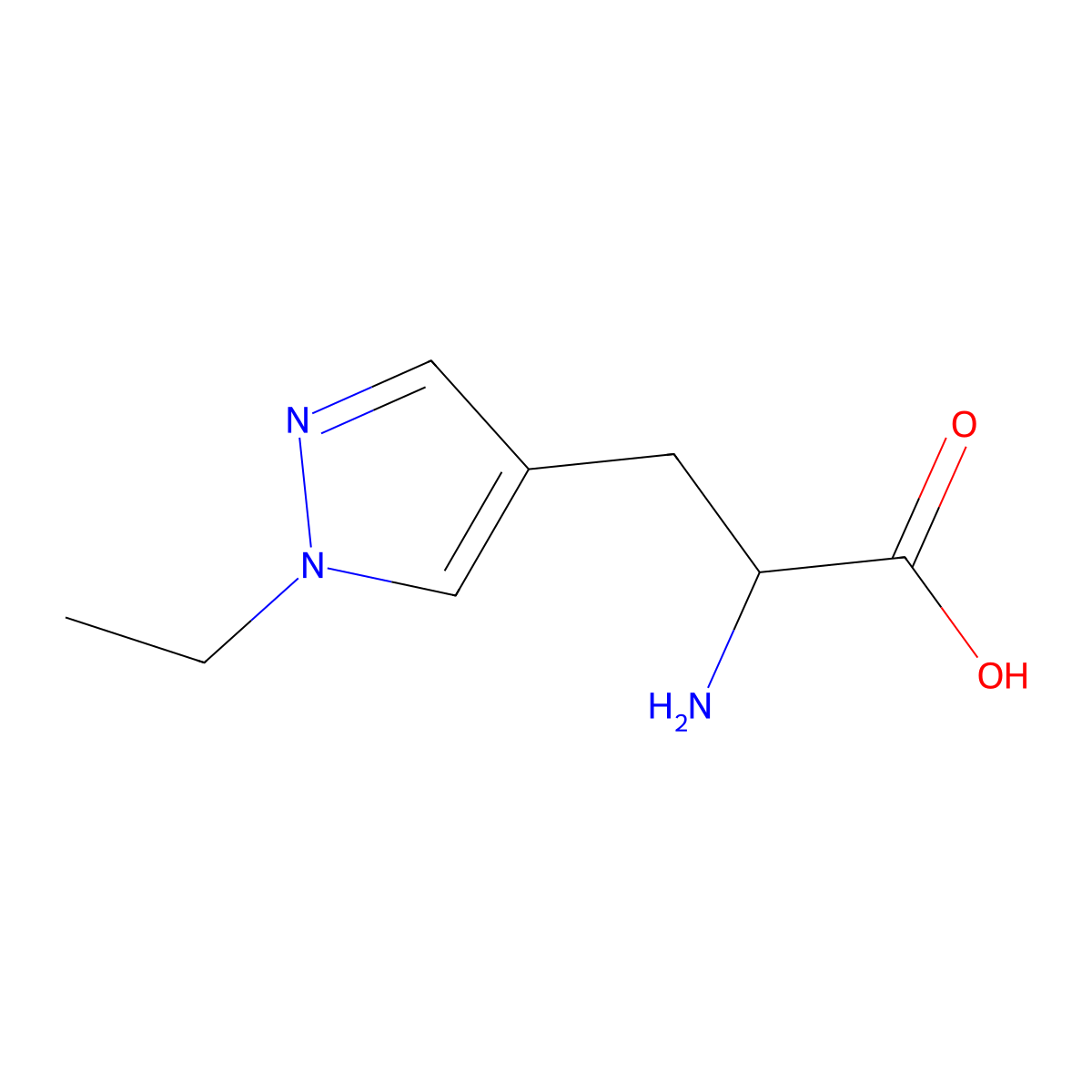 2-Amino-3-(1-ethyl-1h-pyrazol-4-yl)propanoic acid molecular structure, CAS 1250682-00-8