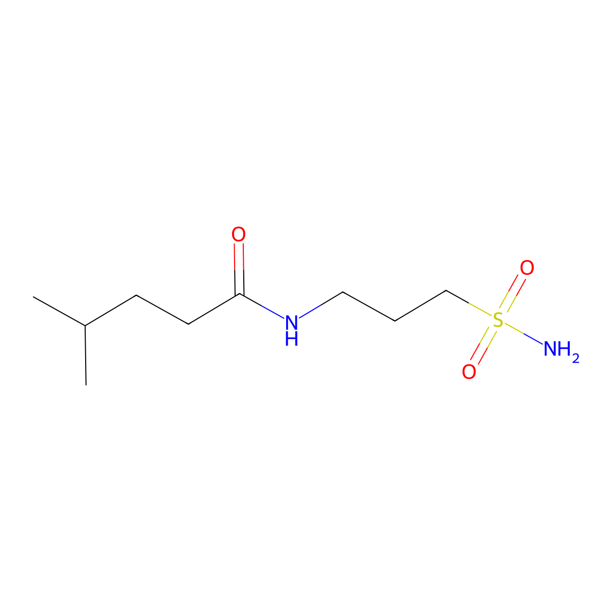 4-methyl-N-(3-sulfamoylpropyl)pentanamide molecular structure, CAS 1250682-57-5