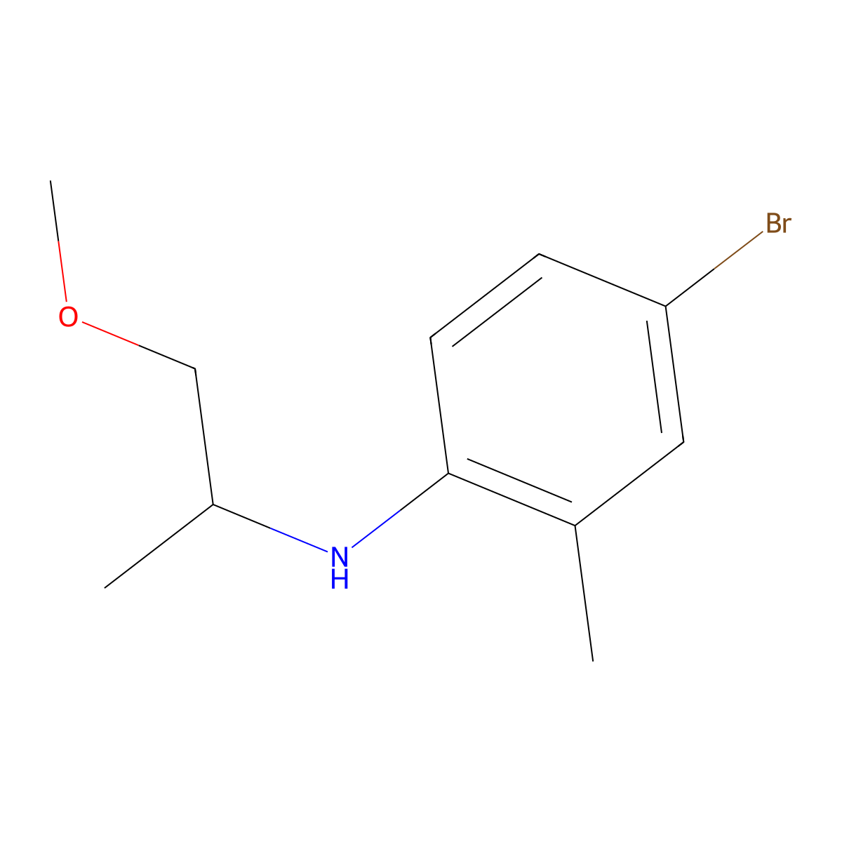 4-bromo-N-(1-methoxypropan-2-yl)-2-methylaniline molecular structure, CAS 1250685-27-8