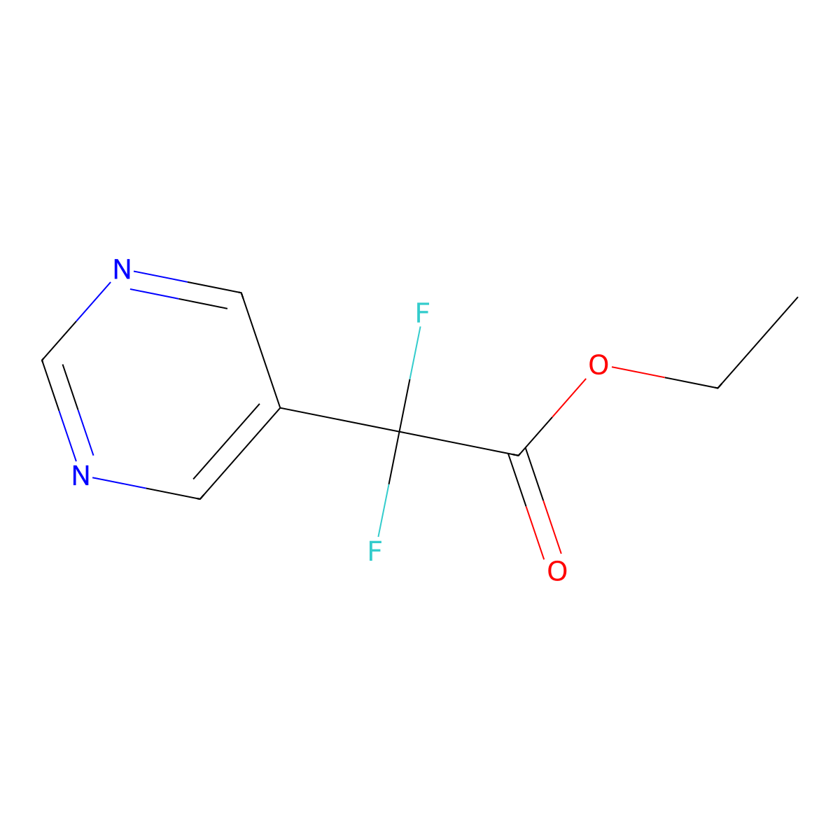 Ethyl 2,2-difluoro-2-(pyrimidin-5-yl)acetate molecular structure, CAS 1250685-30-3