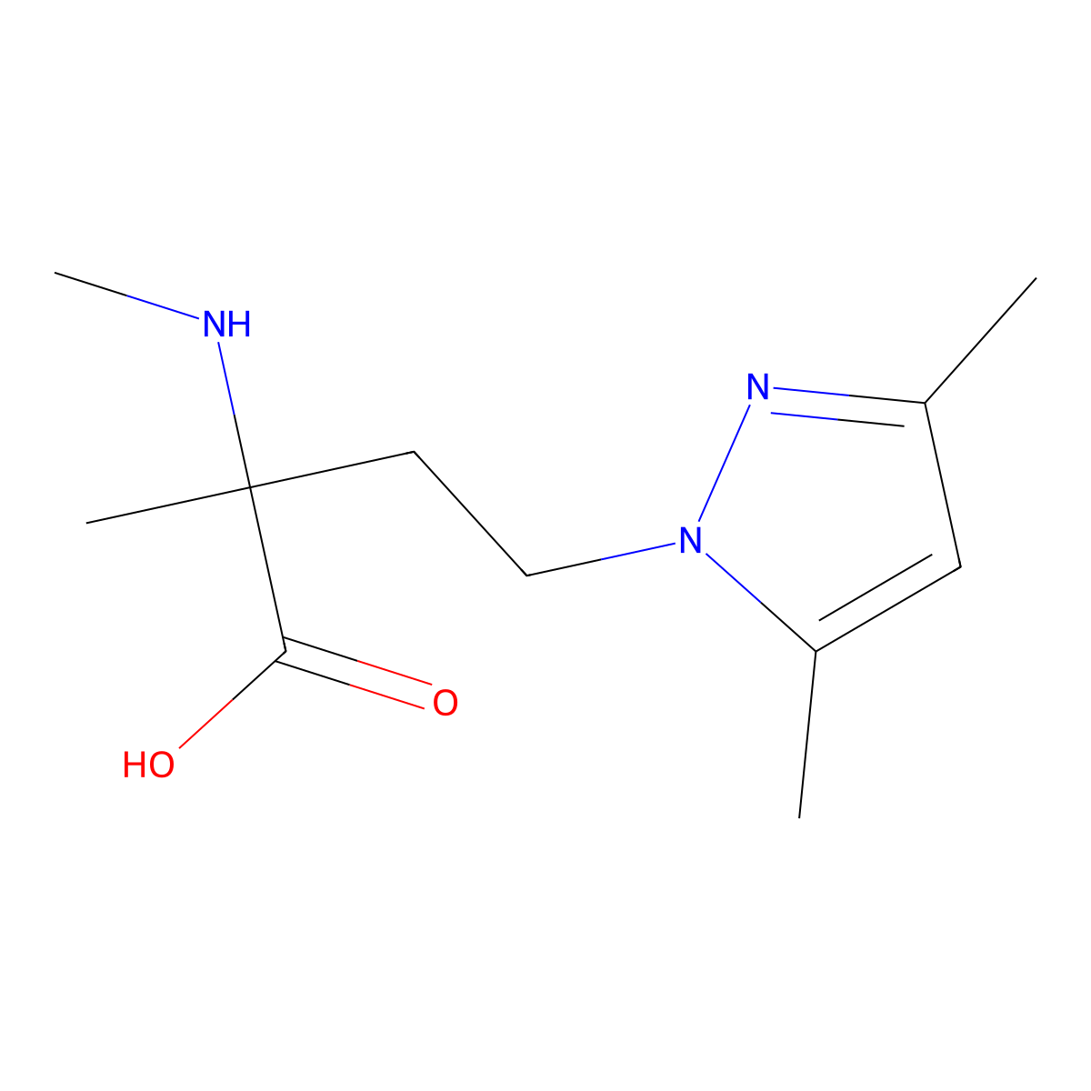 4-(3,5-Dimethyl-1h-pyrazol-1-yl)-2-methyl-2-(methylamino)butanoic acid molecular structure, CAS 1250687-32-1