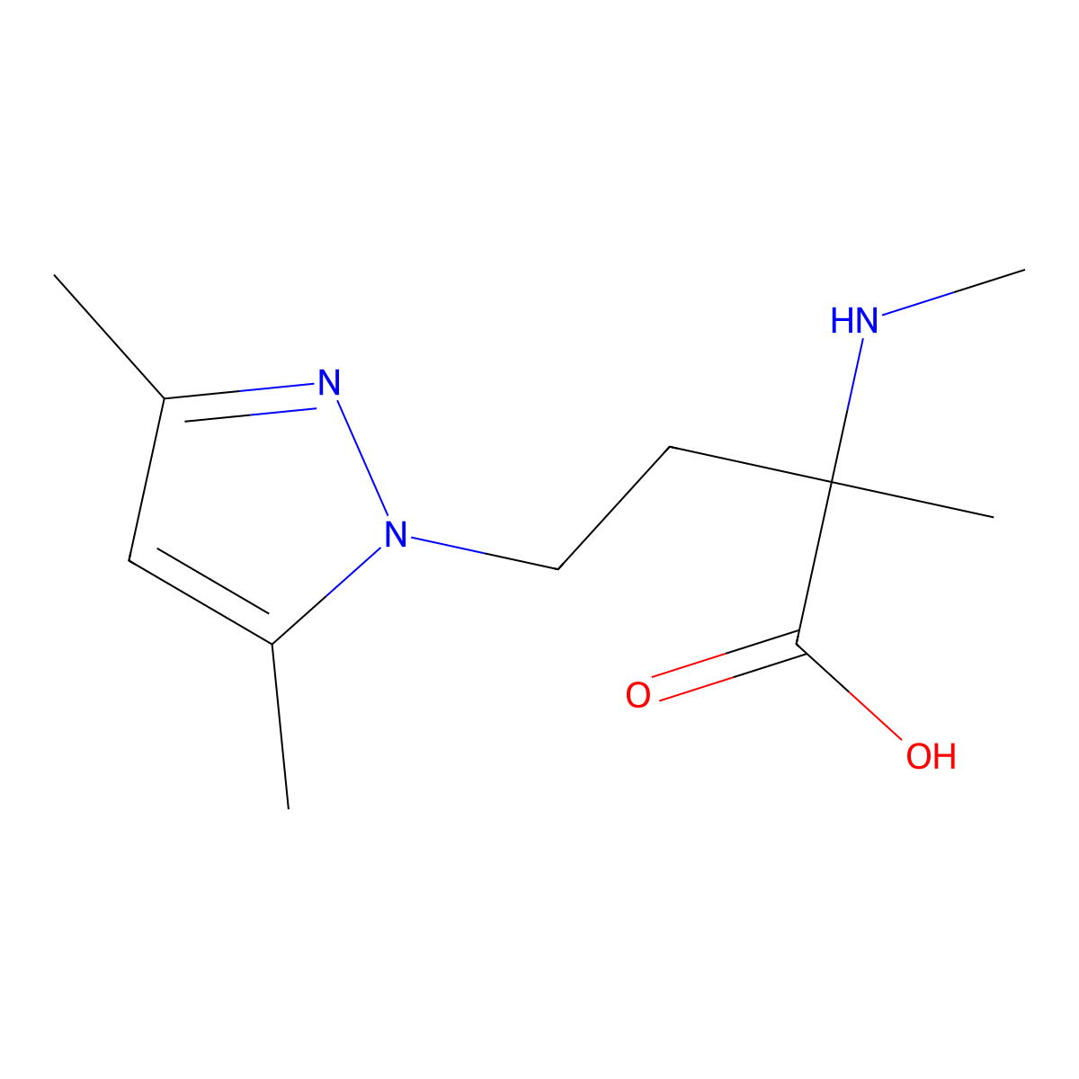 4-(3,5-Dimethyl-1h-pyrazol-1-yl)-2-methyl-2-(methylamino)butanoic acid molecular structure, CAS 1250687-32-1