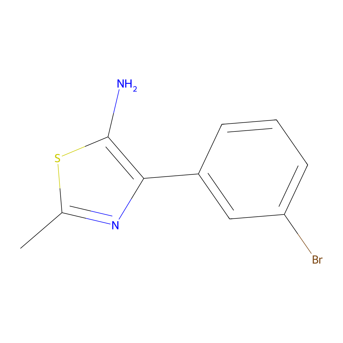 4-(3-Bromophenyl)-2-methylthiazol-5-amine molecular structure, CAS 1250687-98-9