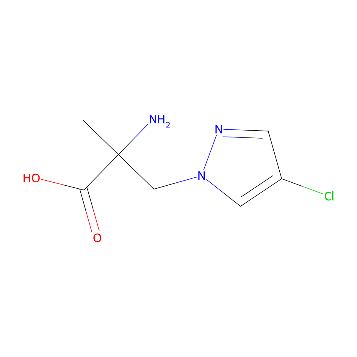 2-amino-3-(4-chloro-1H-pyrazol-1-yl)-2-methylpropanoic acid molecular structure, CAS 1250691-00-9