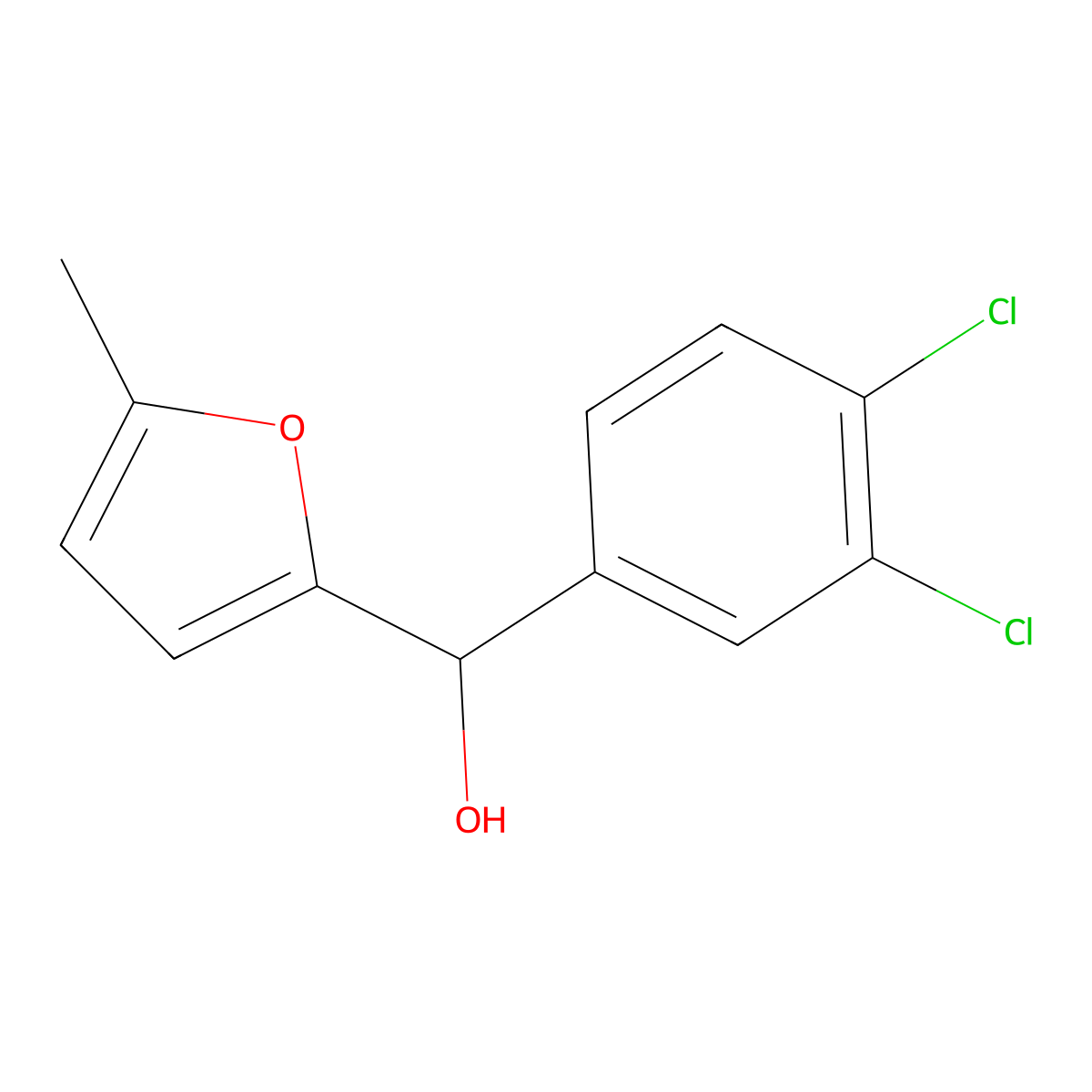 (3,4-Dichlorophenyl)(5-methylfuran-2-yl)methanol molecular structure, CAS 1250701-00-8