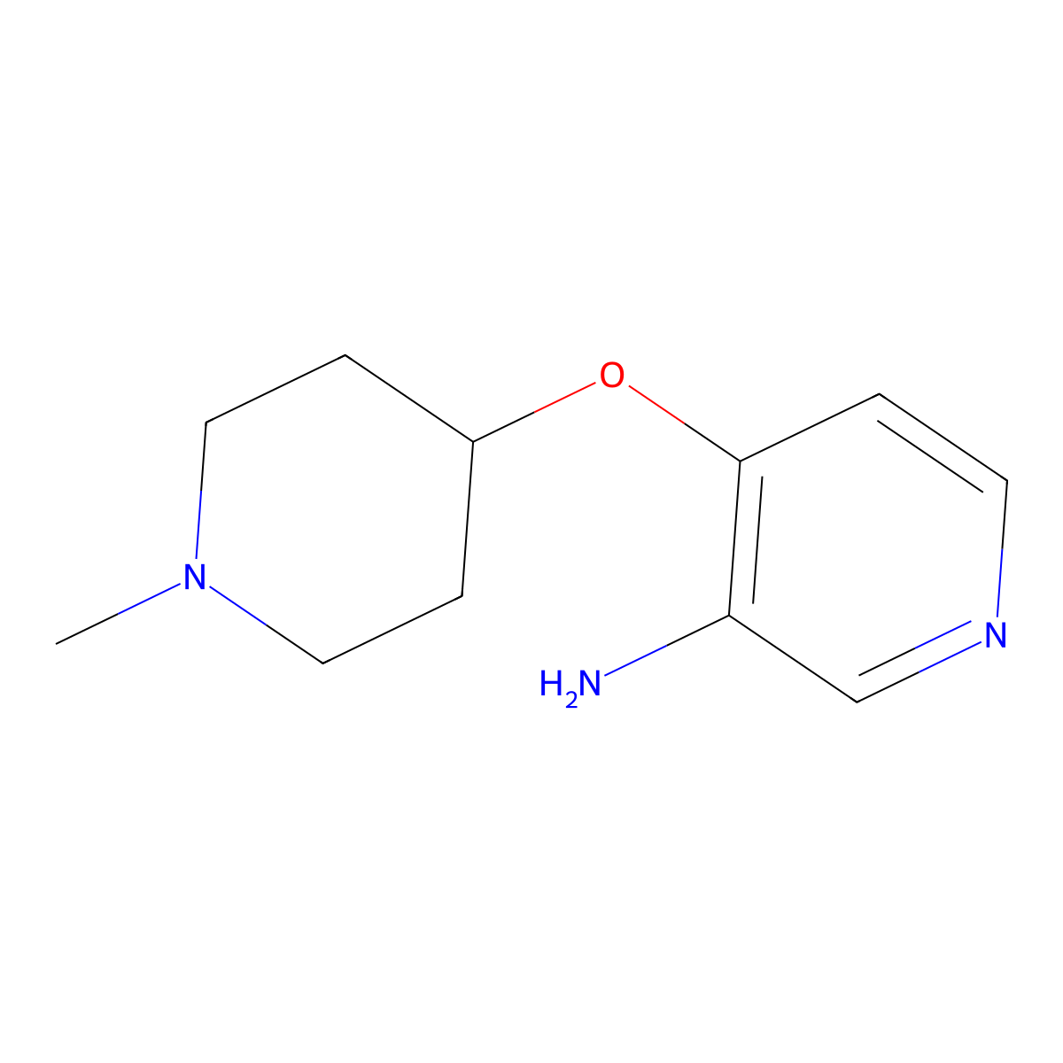 4-((1-Methylpiperidin-4-yl)oxy)pyridin-3-amine molecular structure, CAS 1250701-25-7