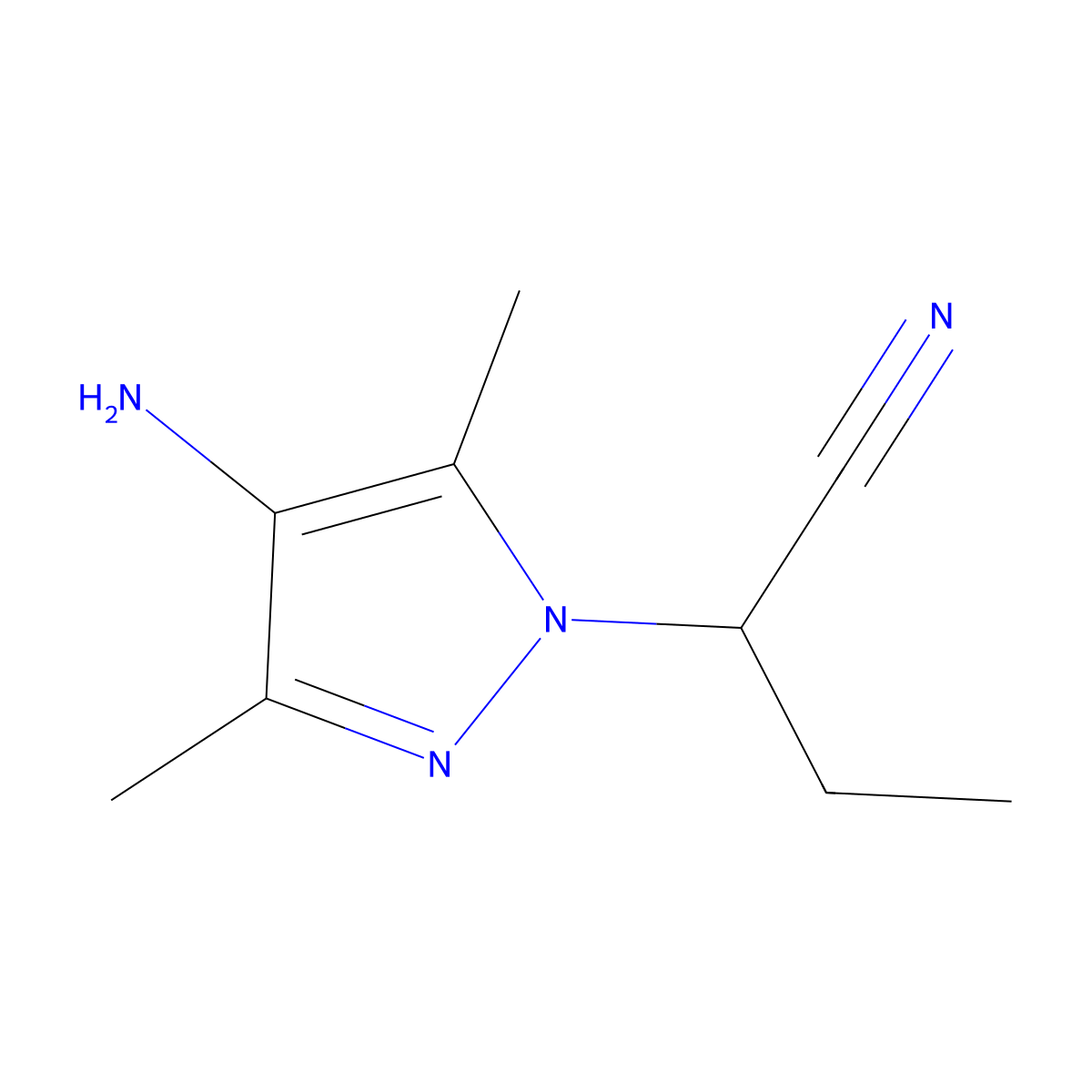2-(4-amino-3,5-dimethyl-1H-pyrazol-1-yl)butanenitrile molecular structure, CAS 1250701-68-8