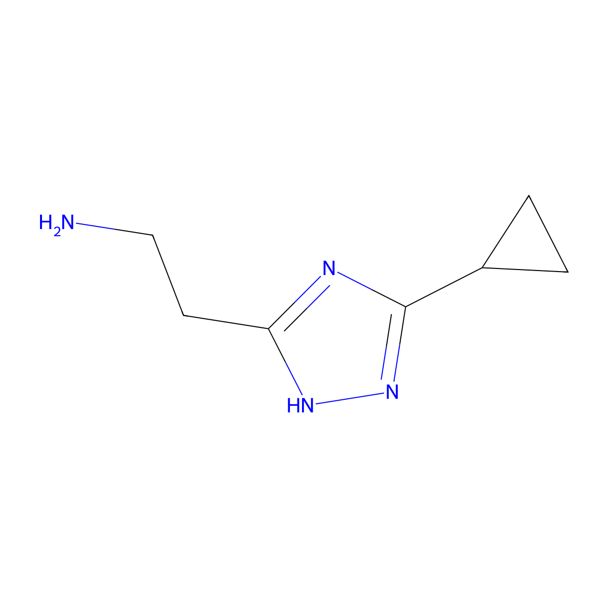 2-(3-cyclopropyl-1H-1,2,4-triazol-5-yl)ethan-1-amine molecular structure, CAS 1250702-02-3