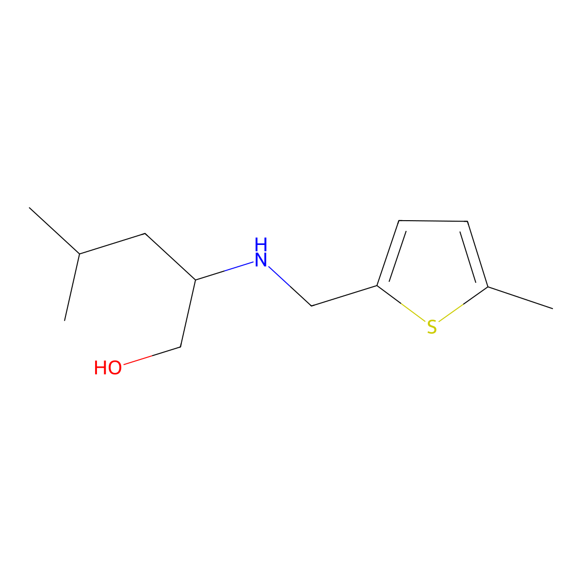 4-Methyl-2-{[(5-methylthiophen-2-yl)methyl]amino}pentan-1-ol molecular structure, CAS 1250702-44-3