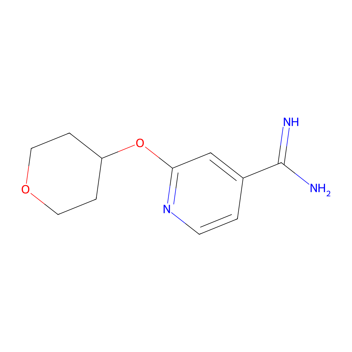 2-((Tetrahydro-2H-pyran-4-yl)oxy)isonicotinimidamide molecular structure, CAS 1250703-14-0