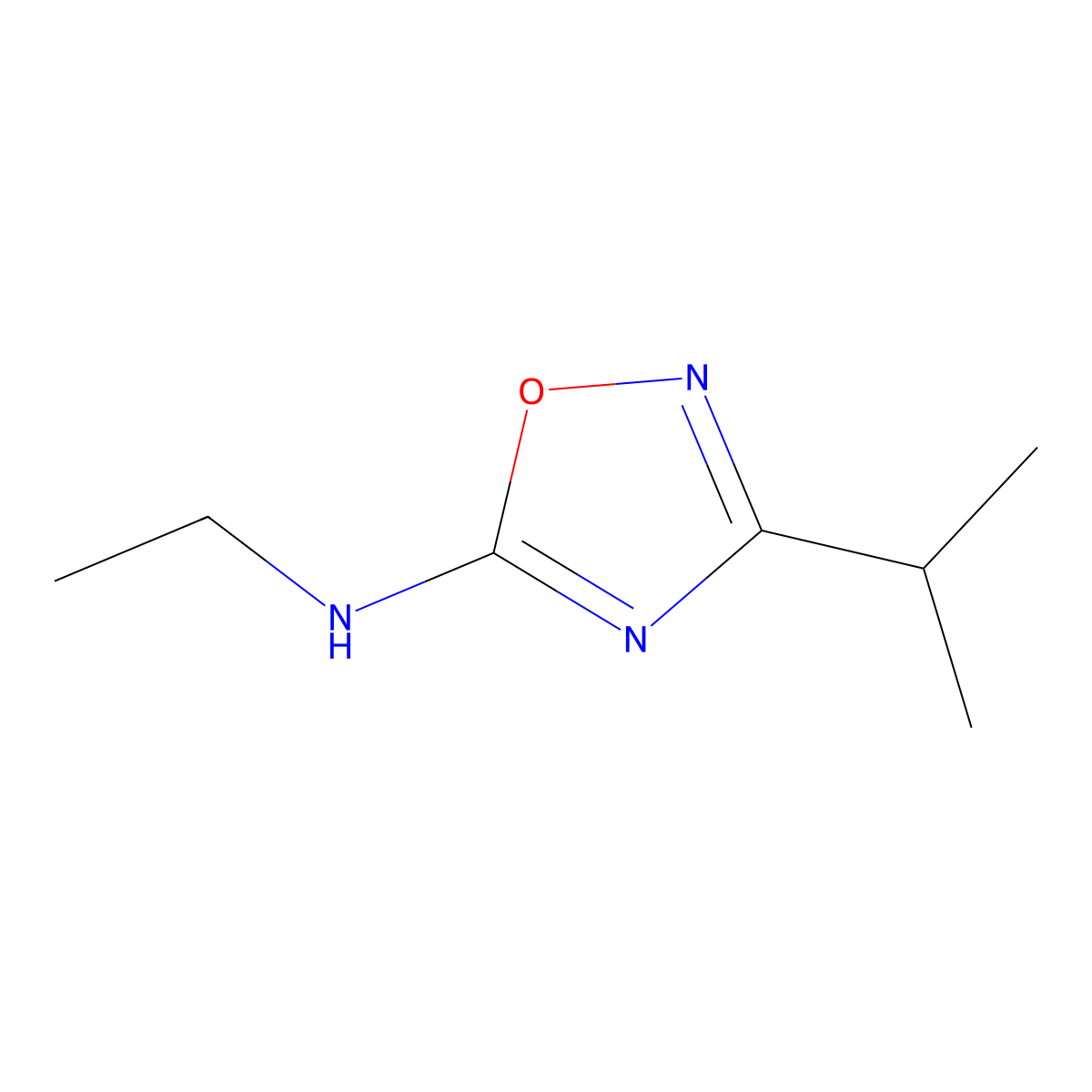 N-ethyl-3-(propan-2-yl)-1,2,4-oxadiazol-5-amine molecular structure, CAS 1250706-07-0