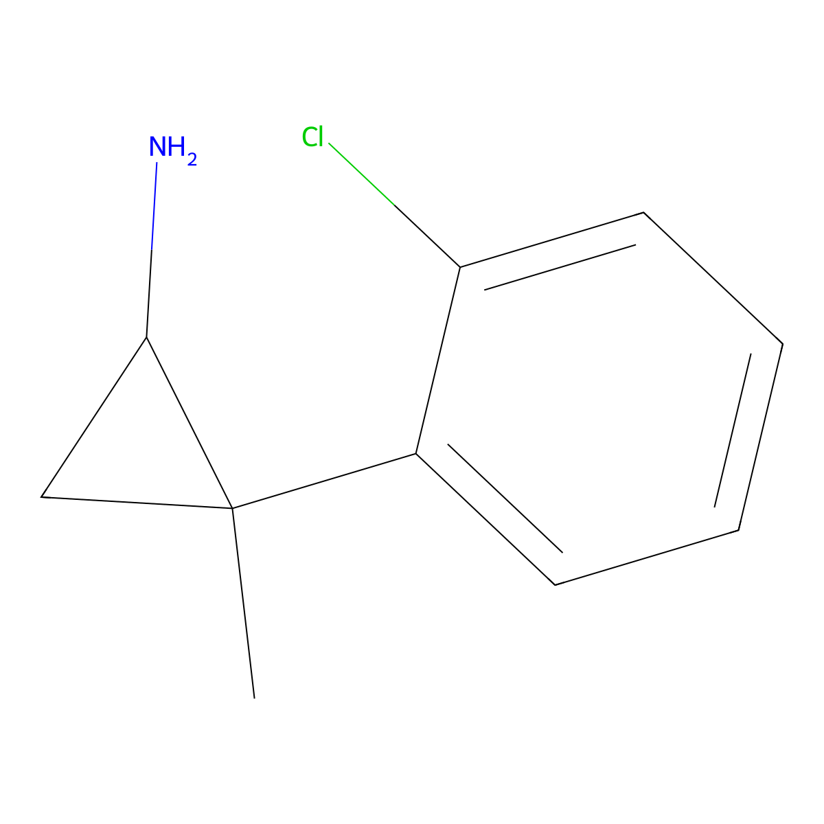 2-(2-Chlorophenyl)-2-methylcyclopropan-1-amine molecular structure, CAS 1250713-54-2