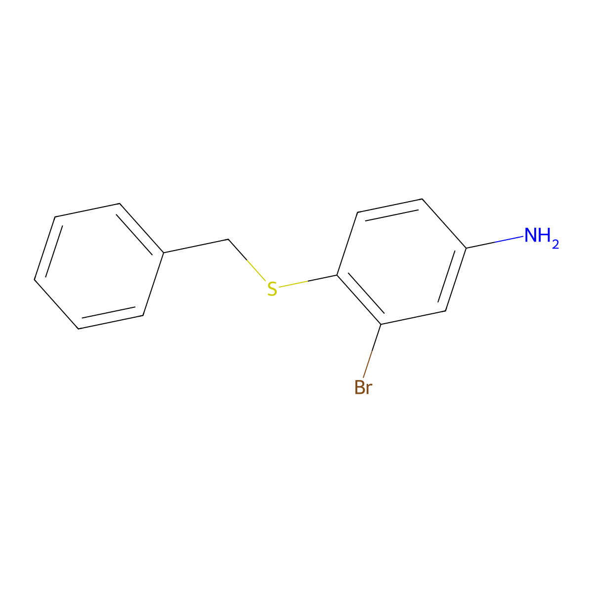 4-(Benzylsulfanyl)-3-bromoaniline molecular structure, CAS 1250718-37-6