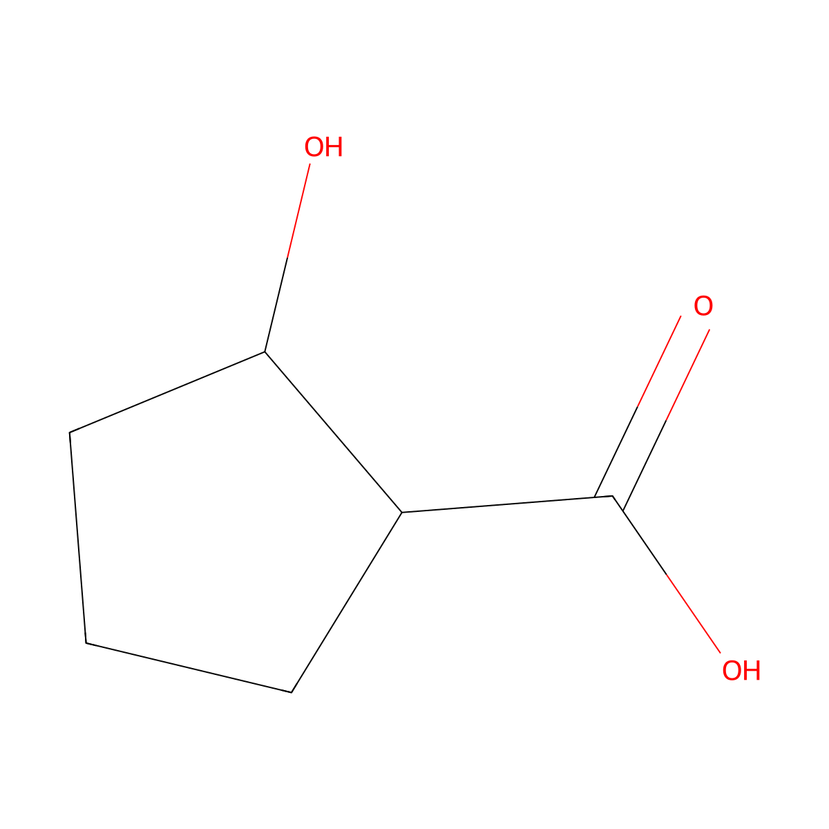 (1R,2S)-2-hydroxycyclopentane-1-carboxylic acid molecular structure, CAS 125072-73-3