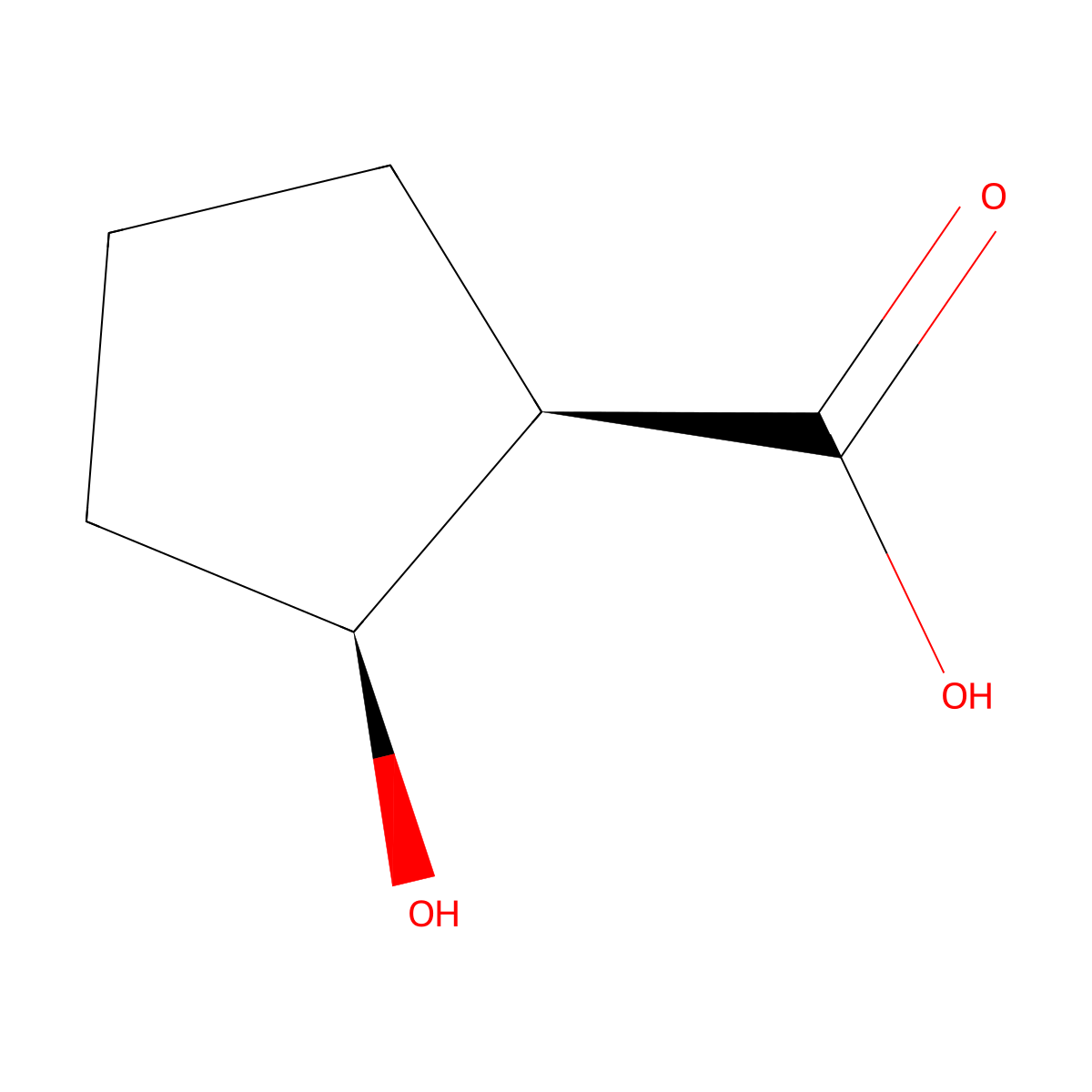 (1R,2S)-2-hydroxycyclopentane-1-carboxylic acid molecular structure, CAS 125072-73-3