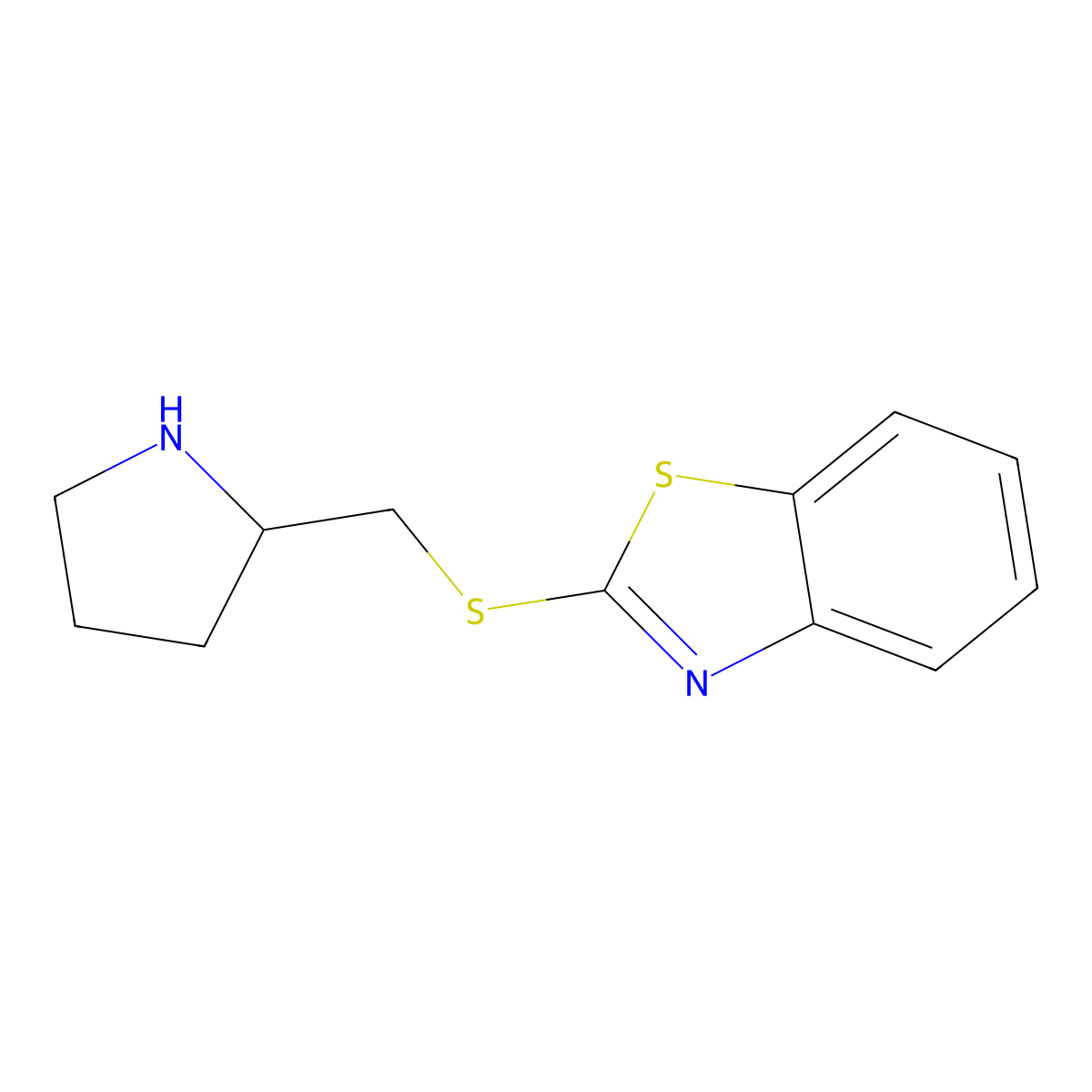 2-{[(Pyrrolidin-2-yl)methyl]sulfanyl}-1,3-benzothiazole molecular structure, CAS 1250722-11-2