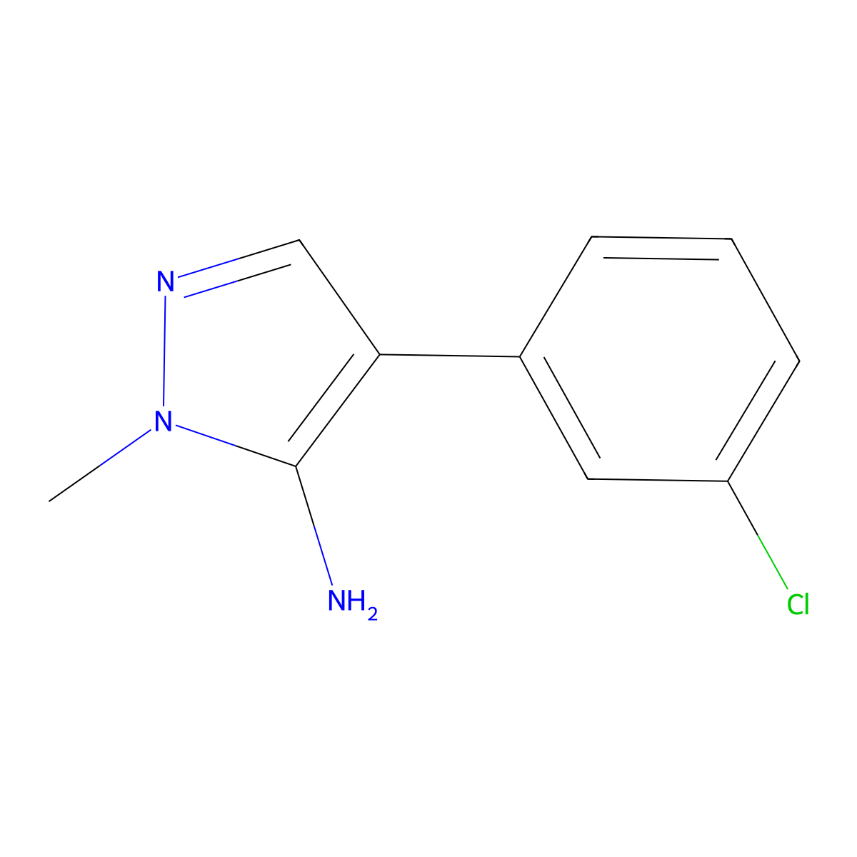 4-(3-Chlorophenyl)-1-methyl-1H-pyrazol-5-amine molecular structure, CAS 1250723-55-7