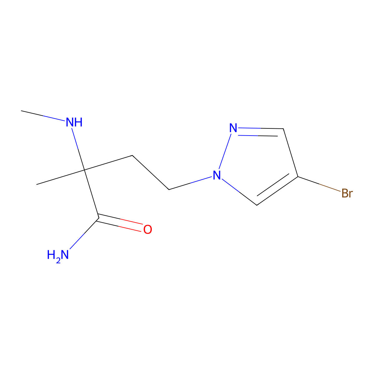 4-(4-Bromo-1h-pyrazol-1-yl)-2-methyl-2-(methylamino)butanamide molecular structure, CAS 1250724-49-2