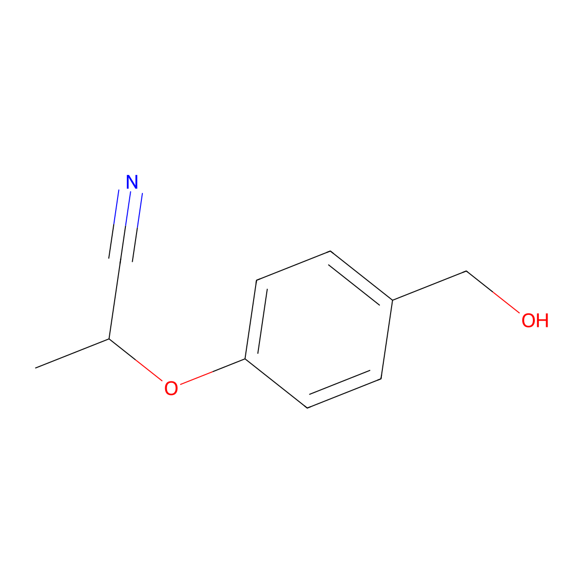 2-[4-(Hydroxymethyl)phenoxy]propanenitrile molecular structure, CAS 1250724-61-8