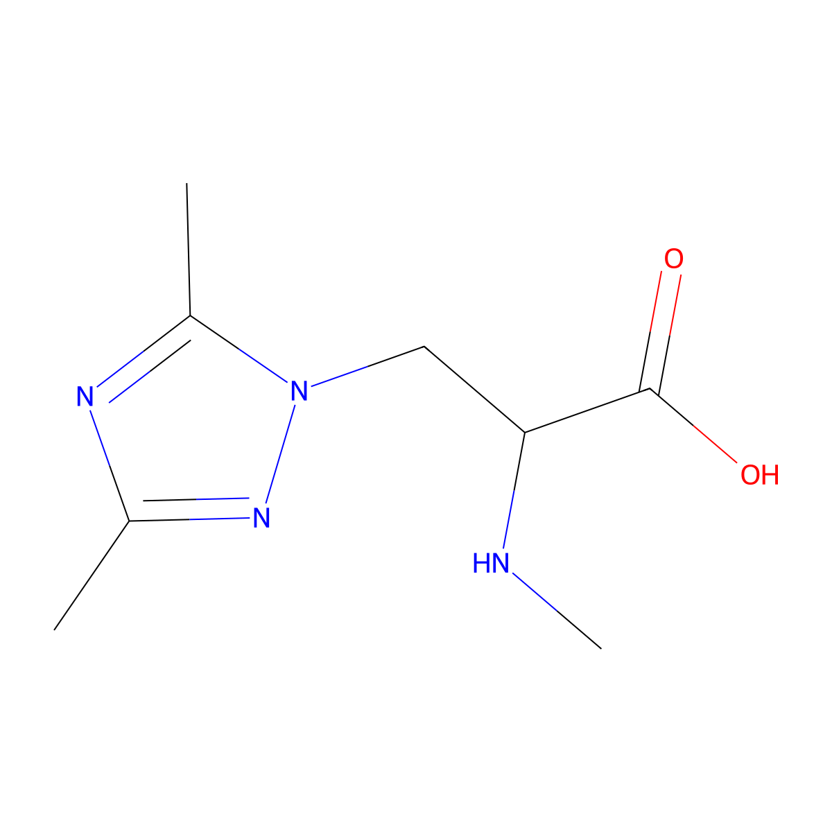 3-(dimethyl-1H-1,2,4-triazol-1-yl)-2-(methylamino)propanoic acid molecular structure, CAS 1250724-70-9