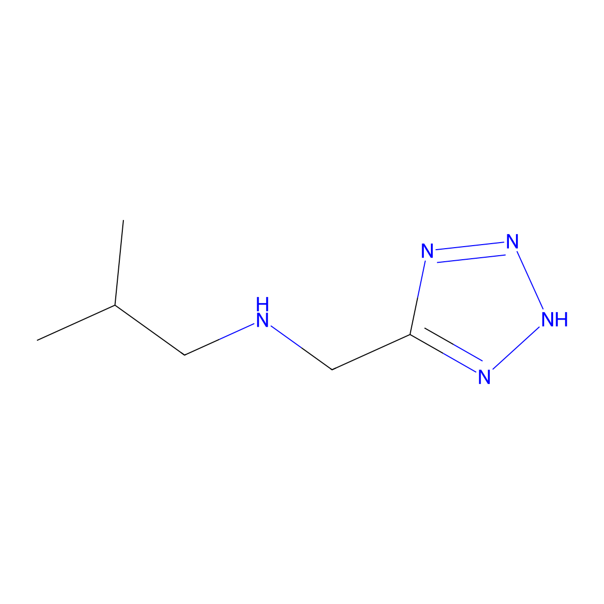 N-((1H-tetrazol-5-yl)methyl)-2-methylpropan-1-amine molecular structure, CAS 1250725-22-4