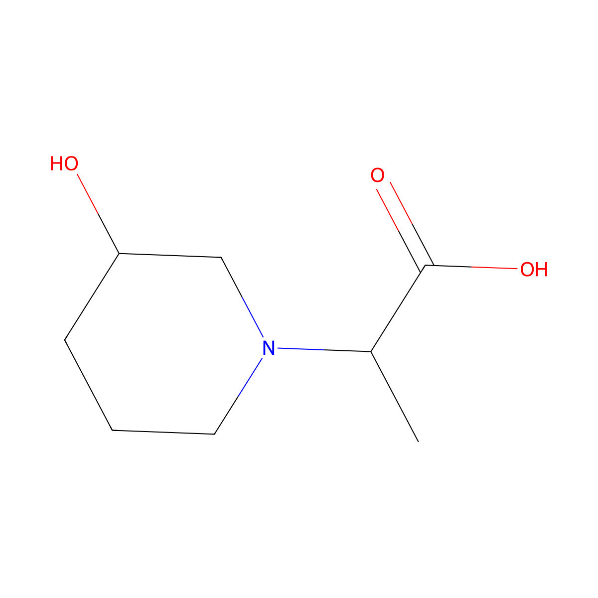 2-(3-Hydroxypiperidin-1-yl)propanoic acid molecular structure, CAS 1250725-86-0