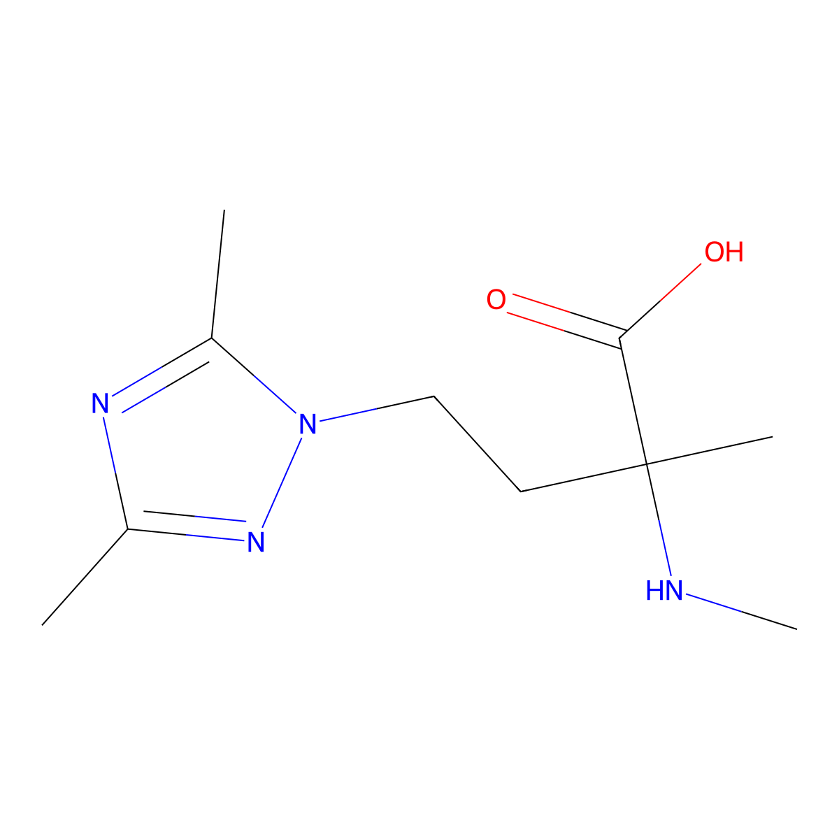 4-(dimethyl-1H-1,2,4-triazol-1-yl)-2-methyl-2-(methylamino)butanoic acid molecular structure, CAS 1250726-52-3