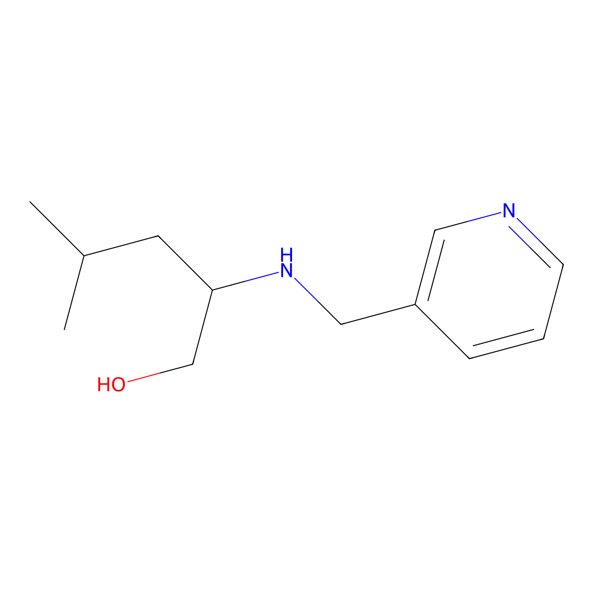 4-Methyl-2-{[(pyridin-3-yl)methyl]amino}pentan-1-ol molecular structure, CAS 1250726-63-6