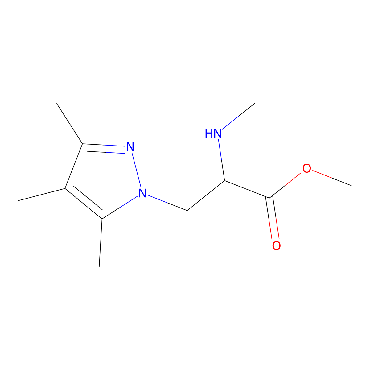 Methyl 2-(methylamino)-3-(3,4,5-trimethyl-1h-pyrazol-1-yl)propanoate molecular structure, CAS 1250727-62-8